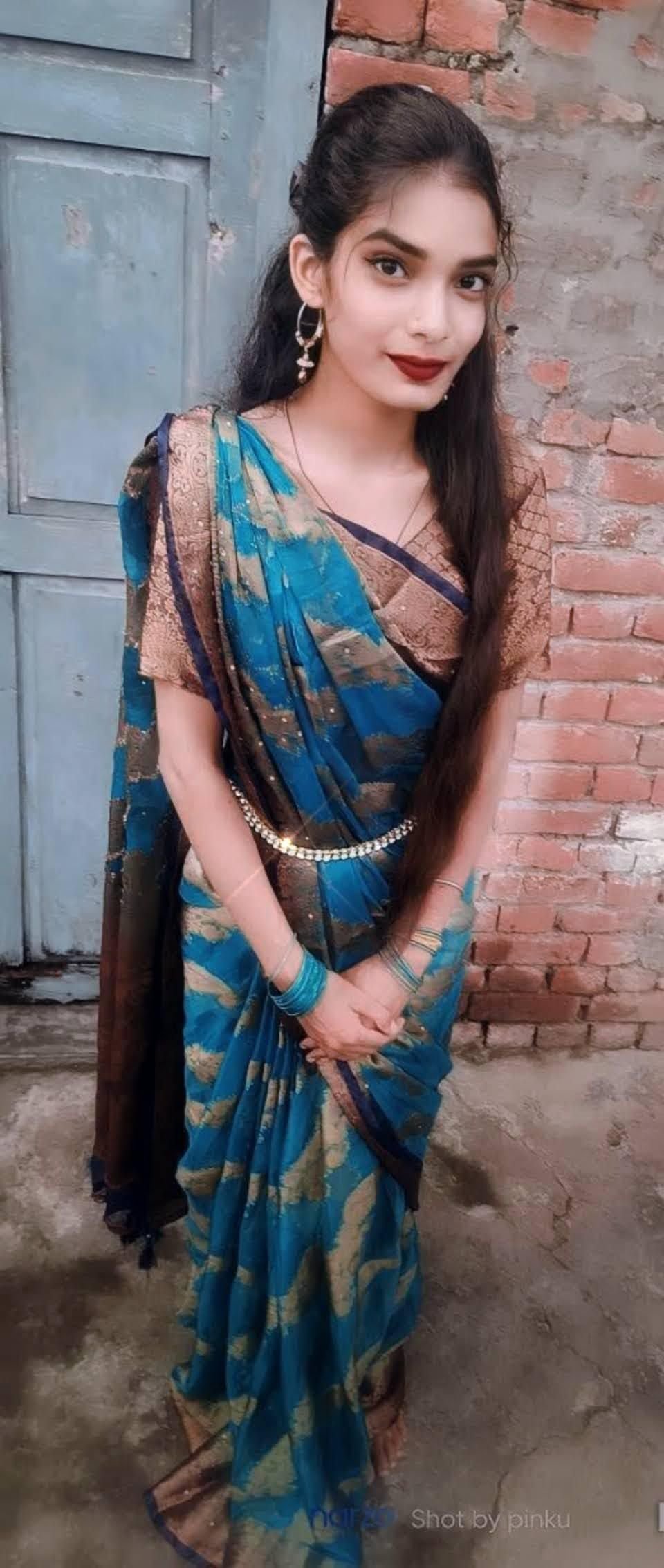 Priyanka in a blue sari
